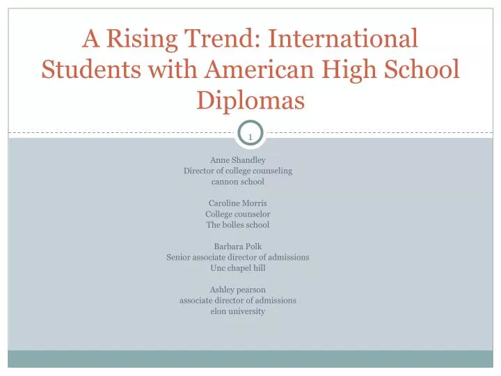 a rising trend international students with american high school diplomas