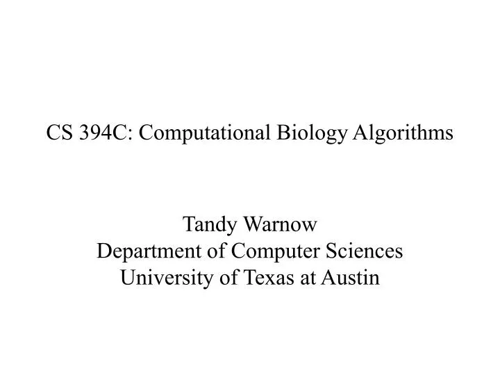 cs 394c computational biology algorithms