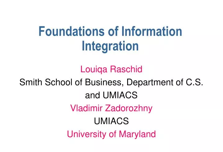 foundations of information integration