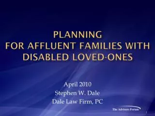 Planning for Affluent Families with Disabled Loved-Ones