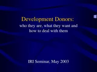 Development Donors: