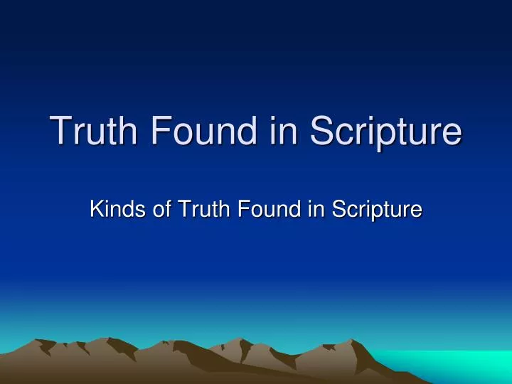 truth found in scripture