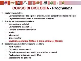 corso di biologia p rogramma