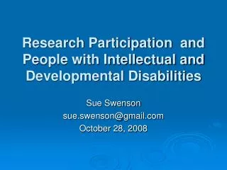 Research Participation and People with Intellectual and Developmental Disabilities