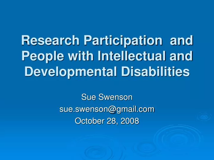 research participation and people with intellectual and developmental disabilities
