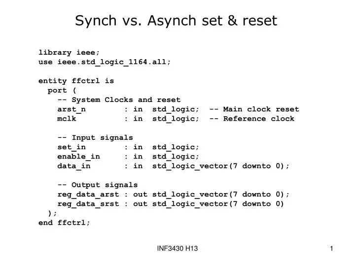 synch vs asynch set reset