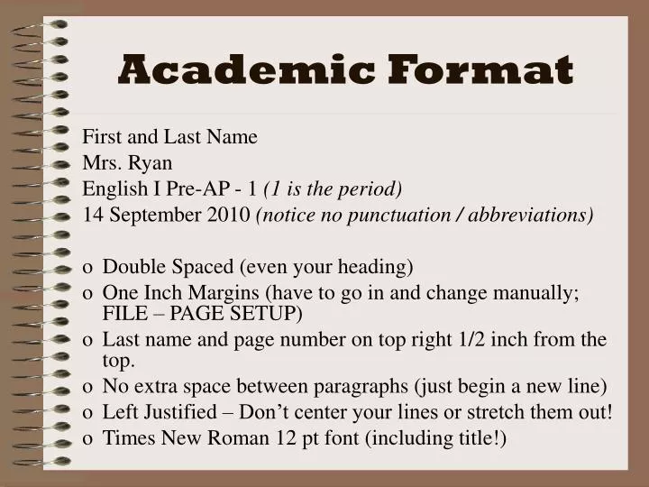 academic format