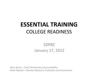 ESSENTIAL TRAINING COLLEGE READINESS