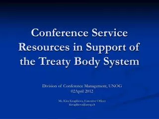 Conference Service Resources in Support of the Treaty Body System