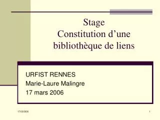 stage constitution d une biblioth que de liens