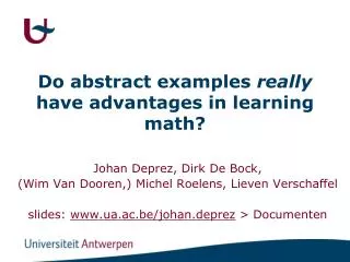 Do abstract examples really have advantages in learning math ?