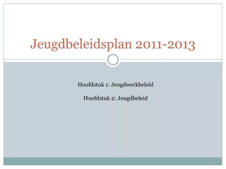 jeugdbeleidsplan 2011 2013