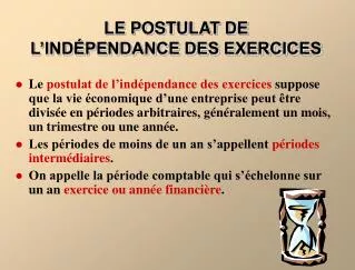 le postulat de l ind pendance des exercices