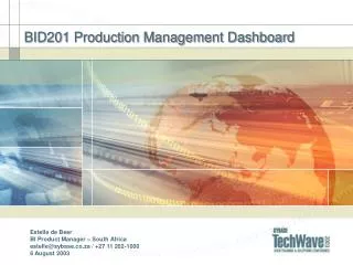 BID201 Production Management Dashboard