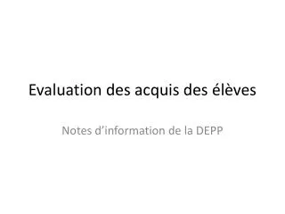 evaluation des acquis des l ves