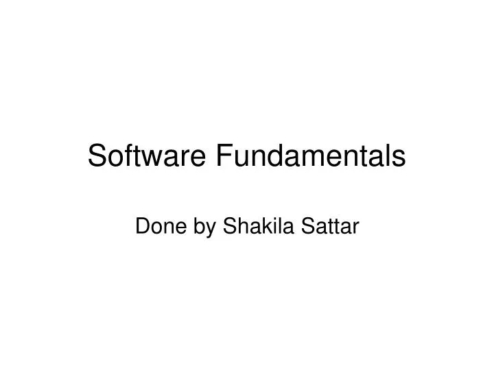 software fundamentals