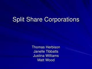 Split Share Corporations