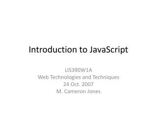 Introduction to JavaScript