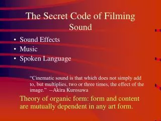 The Secret Code of Filming Sound