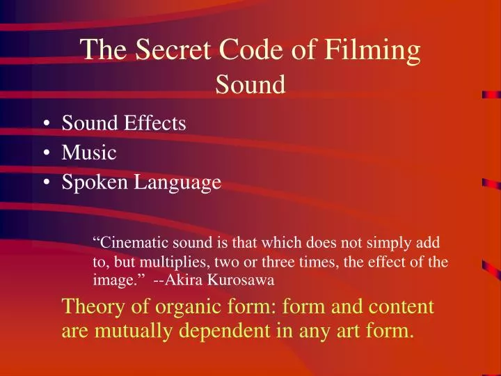 the secret code of filming sound