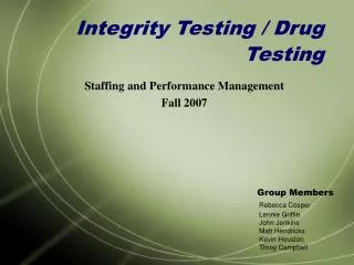 Integrity Testing / Drug Testing