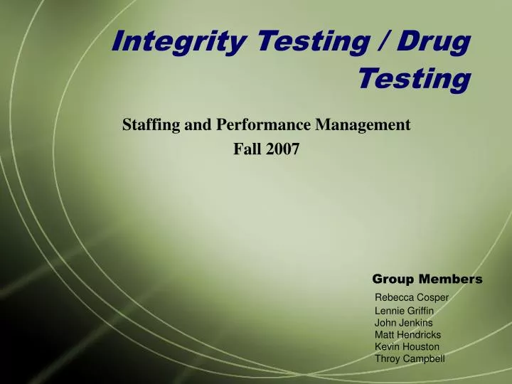 integrity testing drug testing