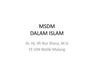 msdm dalam islam