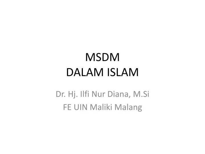 msdm dalam islam