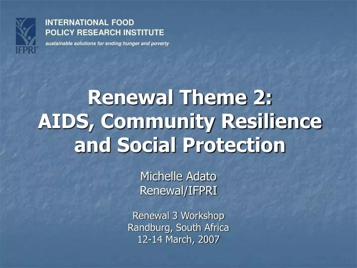 renewal theme 2 aids community resilience and social protection