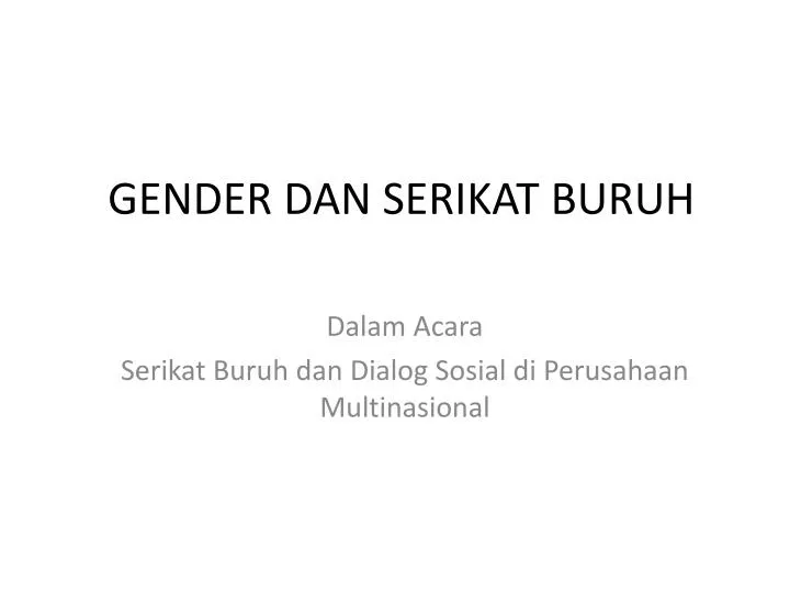 gender dan serikat buruh