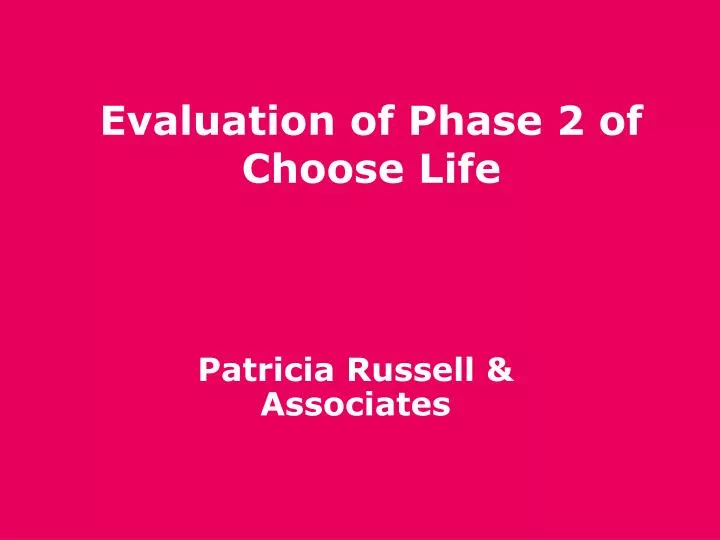 evaluation of phase 2 of choose life