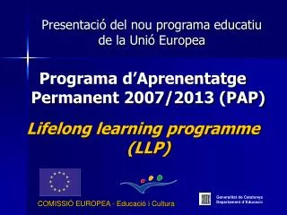 presentaci del nou programa educatiu de la uni europea