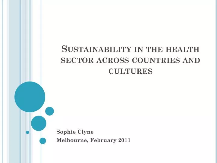 sustainability in the health sector across countries and cultures