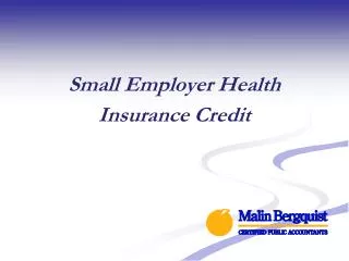 Small Employer Health Insurance Credit