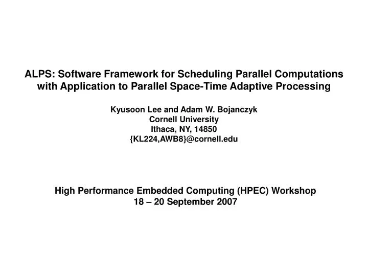 high performance embedded computing hpec workshop 18 20 september 2007