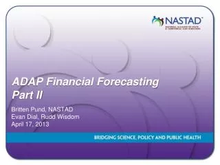 ADAP Financial Forecasting Part II