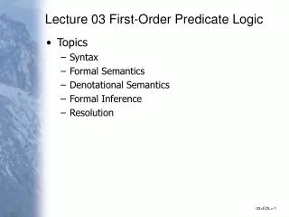 Lecture 03 First-Order Predicate Logic