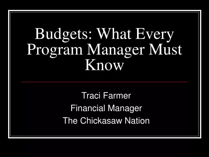 budgets what every program manager must know