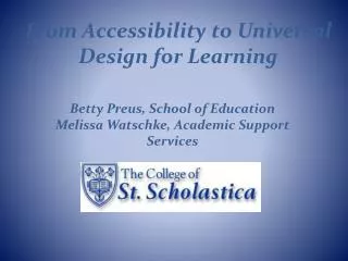 From Accessibility to Universal Design for Learning