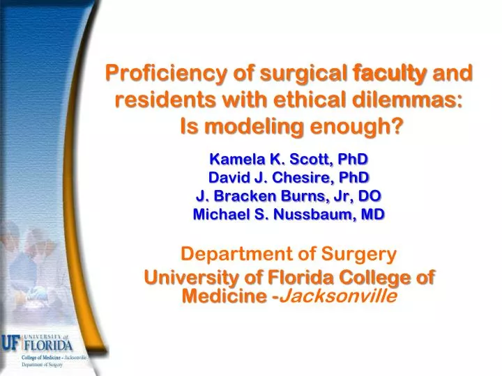 proficiency of surgical faculty and residents with ethical dilemmas is modeling enough