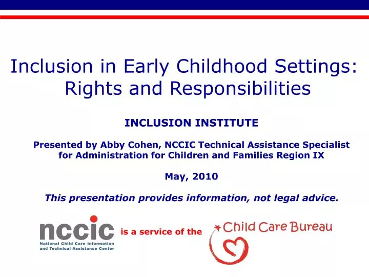 inclusion in early childhood settings rights and responsibilities