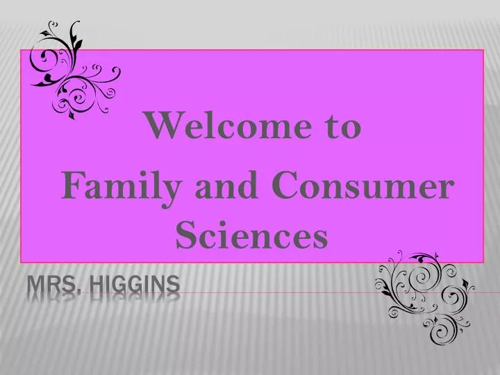 welcome to family and consumer sciences