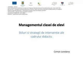 managementul clasei de elevi