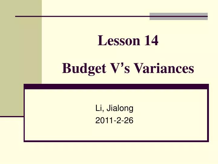 lesson 14 budget v s variances