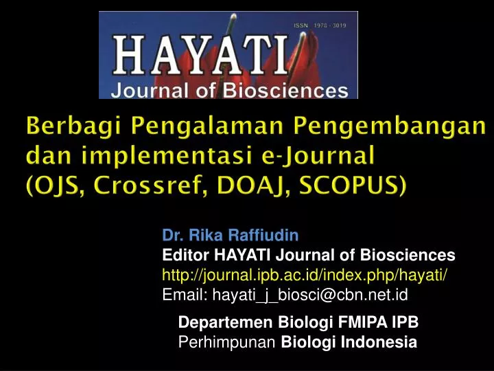 berbagi pengalaman pengembangan dan implementasi e journal ojs crossref doaj scopus