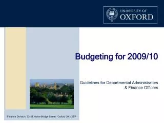 Budgeting for 2009/10