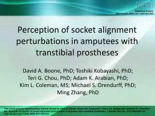 Perception of socket alignment perturbations in amputees with transtibial prostheses