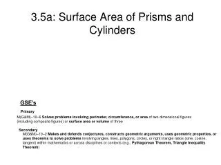 3.5a: Surface Area of Prisms and Cylinders