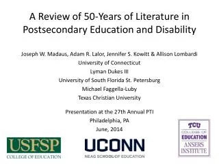 A Review of 50-Years of Literature in Postsecondary Education and Disability