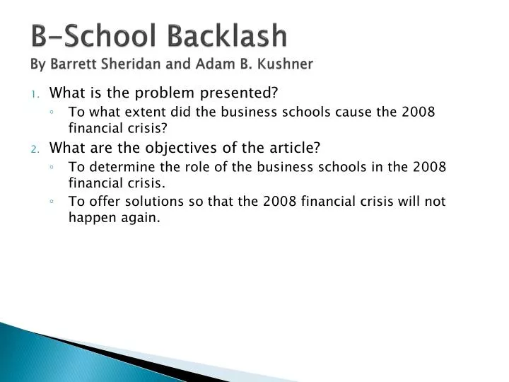 b school backlash by barrett sheridan and adam b kushner
